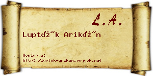 Lupták Arikán névjegykártya